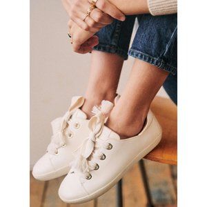 Sezane Jack Eyelet Sneakers in Ecru, FR37/US6.5
